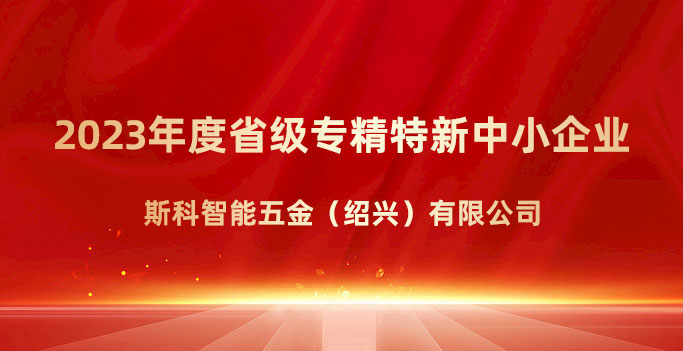 喜報！斯科榮獲浙江省“專精特新”企業(yè)稱號